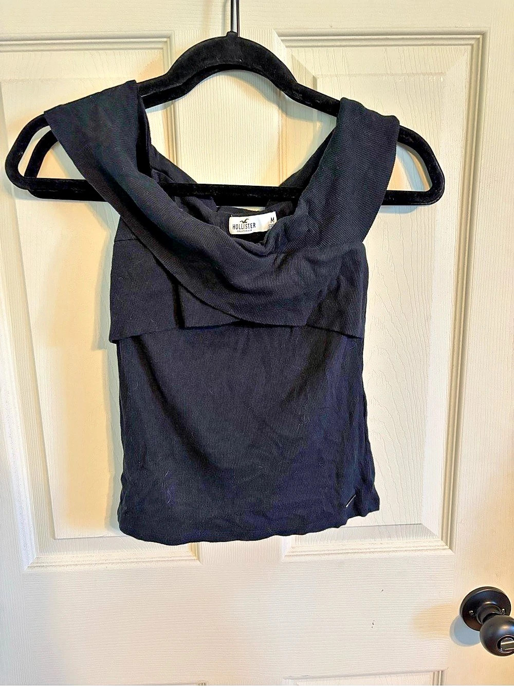 Hollister Black Draped Neck Tank Top Size Medium